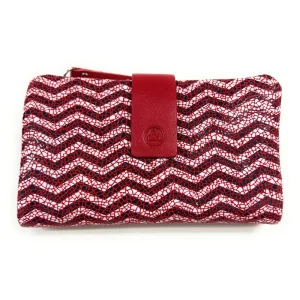 Billetero de Piel (15x9cm) monedero de cremallera Lugupell Aqua color Rojo