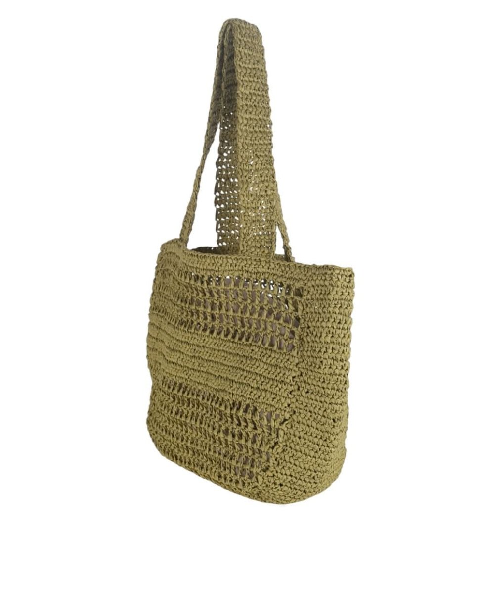 Bolso de hombro fibra natural Kbas color Kaki - Imagen 4