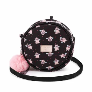 Oh My Pop! Pug-Bolso Bandolera Redondo, Negro