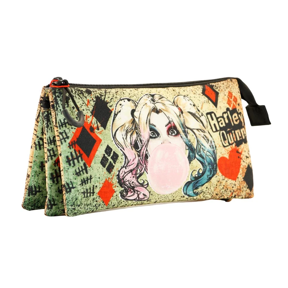 DC Comics Harley Quinn Mad Love-Estuche Portatodo Triple, Beige - Imagen 2