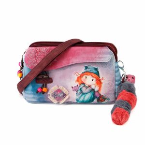 Forever Ninette Origin-Bolso Bandolera Doble Zipper, Multicolor