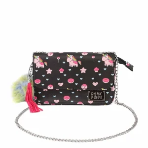 Oh My Pop! Popnicorn-Bolso Bandolera Satchel Cadena, Negro