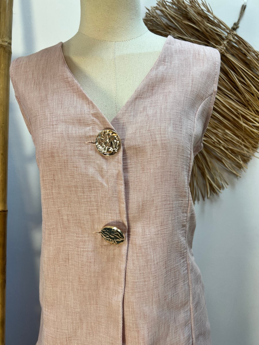 Conjunto lino botones dorados - Imagen 4