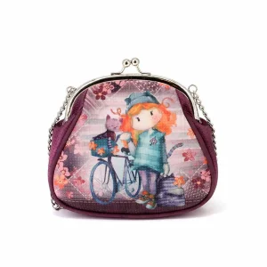 Forever Ninette Bicycle-Bolso Bandolera Retro Cadena Grande, Burdeos