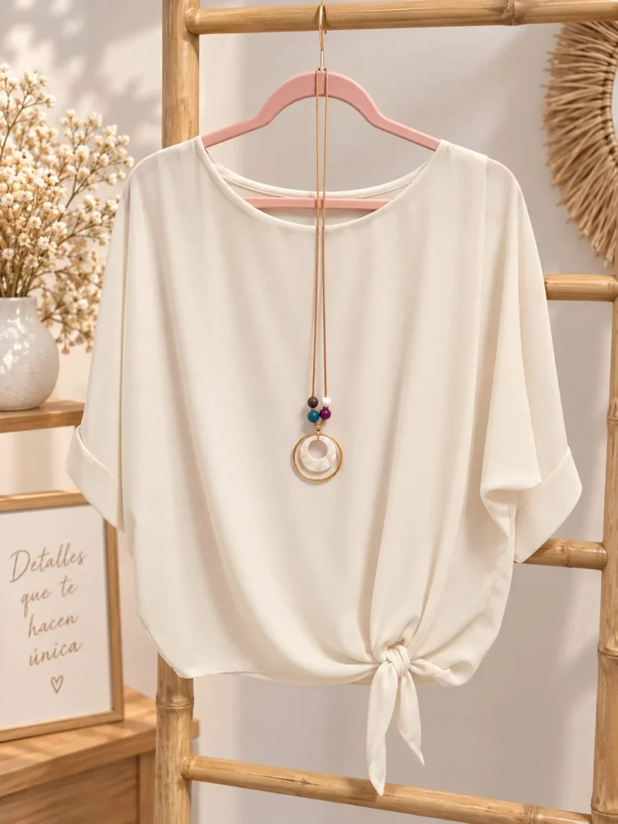 blusa fluida detalle colgante - Imagen 5