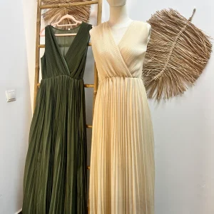 Vestido Plisado Liso Aura