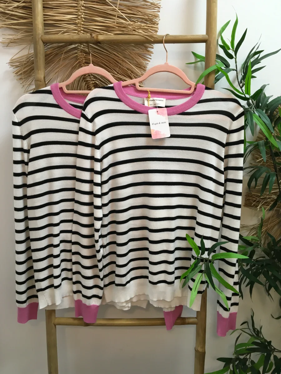 Jerser Blanco con rayas negras y rosa CF - Imagen 2