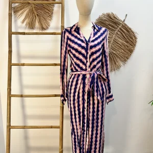 Vestido midi camisero estampado rayas serpentina CF