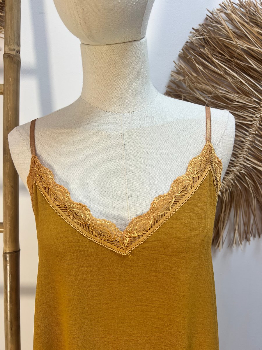Vestido tirantes mostaza - Imagen 3