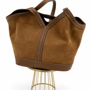 BOLSO MARRON DE ANTE CON ASAS