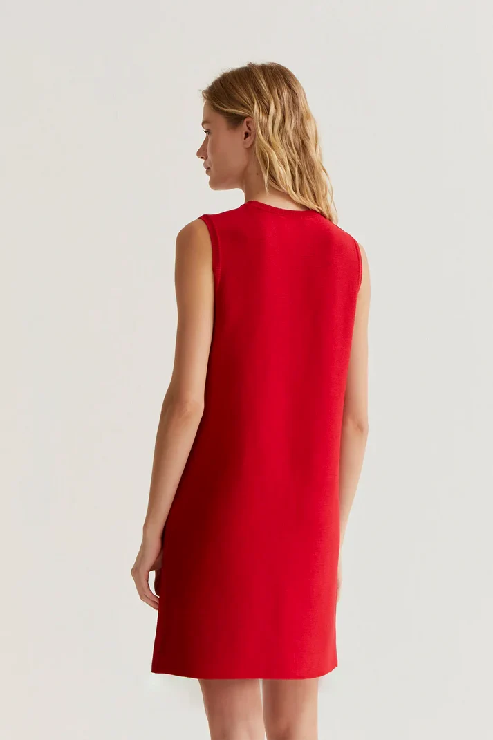 Vestido corto punto rojo Compañía Fantástica - Imagen 3