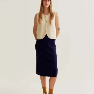 Falda midi punto azul marino Compañía Fantástica