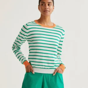 Jersey de punto con estampado de rayas blanco y verde Compañía Fantástica