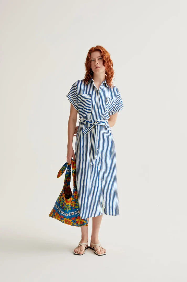 Vestido midi con estampado Lavagna Blue Compañía Fantástica