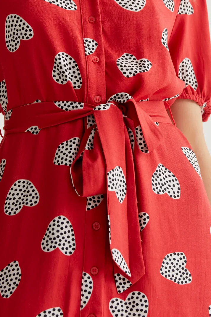 Vestido midi con estampado Harmony Red Compañía Fantástica - Imagen 3
