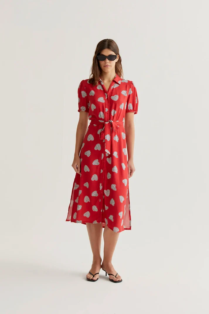 Vestido midi con estampado Harmony Red Compañía Fantástica - Imagen 4