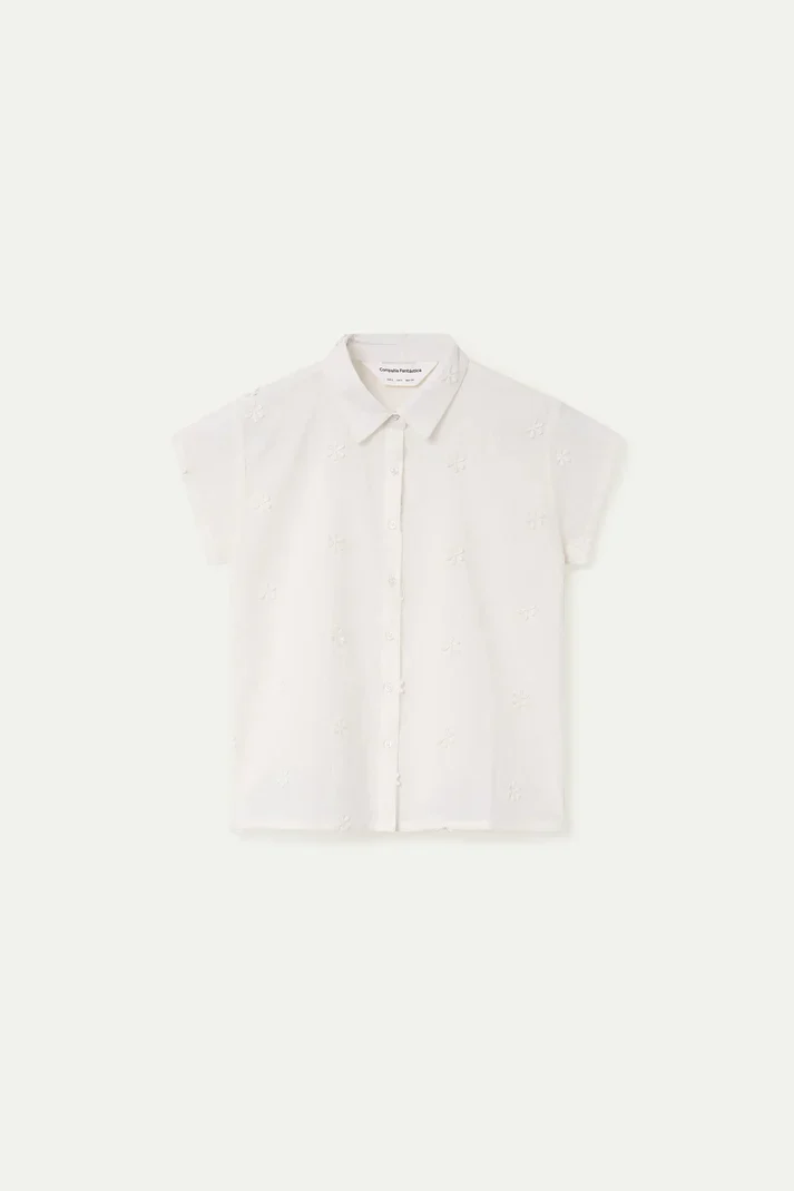 Camisa 100% algodón blanco con bordado floral Compañia - Imagen 5