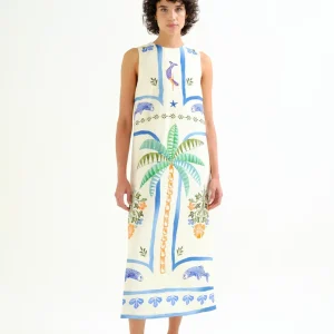 Vestido largo estampado Palm & Mermaid CF