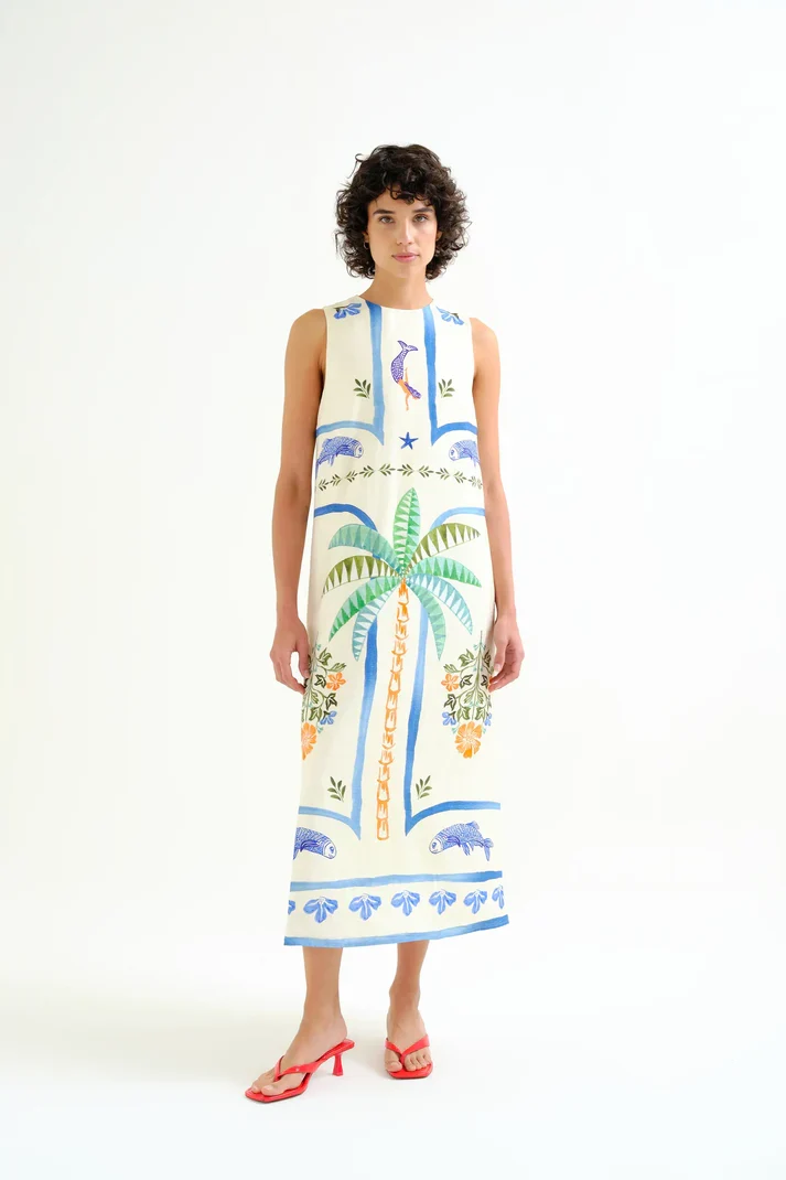 Vestido largo estampado Palm & Mermaid CF - Imagen 2