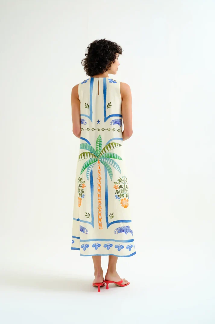 Vestido largo estampado Palm & Mermaid CF - Imagen 4