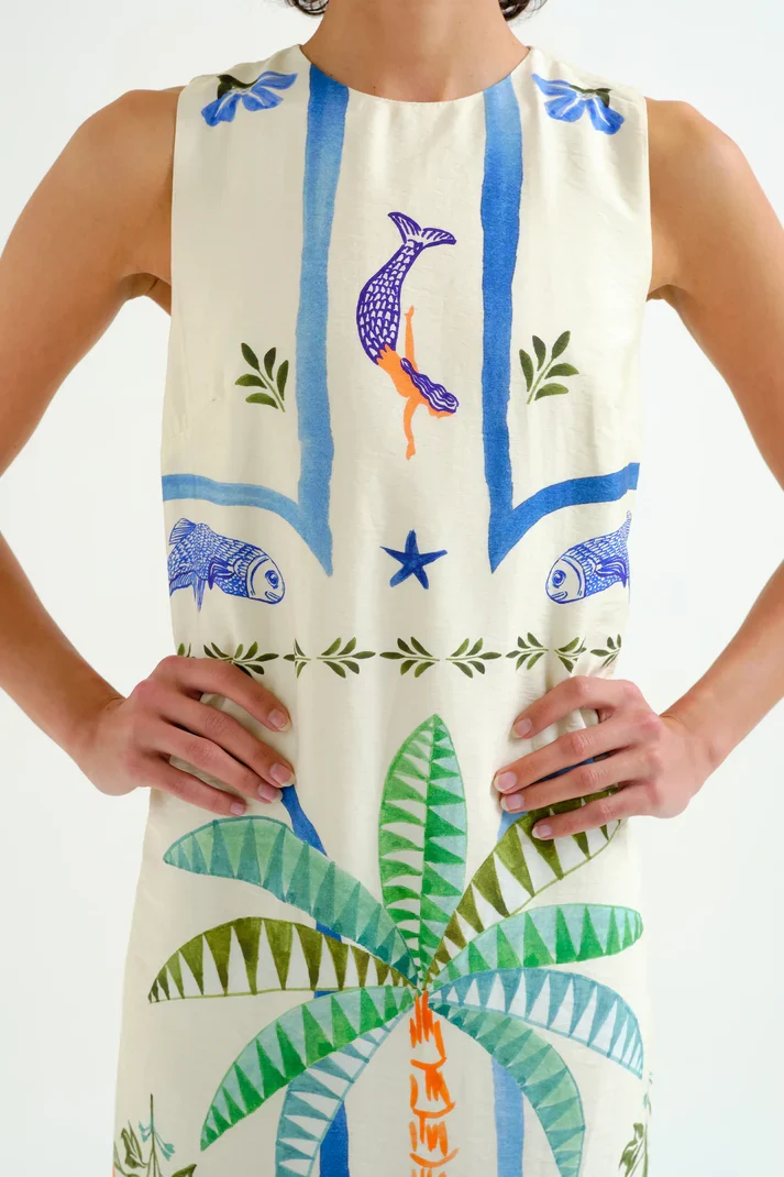 Vestido largo estampado Palm & Mermaid CF - Imagen 3