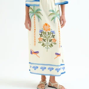 Falda larga con estampado Palm & Mermaid CF
