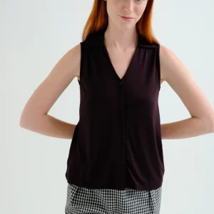 Camisa negra sin mangas para mujer Compañia Fantastica