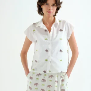 Camisa con estampado Elefante y Palmera Compañía Fantástica
