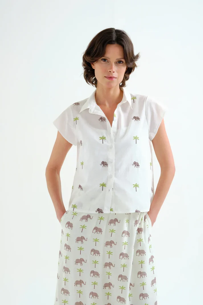 Camisa con estampado Elefante y Palmera Compañía Fantástica - Imagen 2