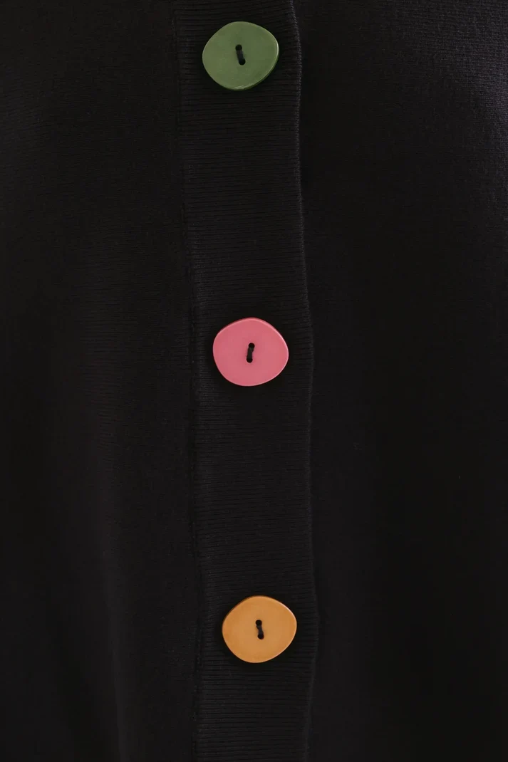 Cárdigan negro con botones grandes multicolor Compañía Fantástica - Imagen 4