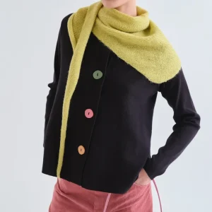 Cárdigan negro con botones grandes multicolor Compañía Fantástica