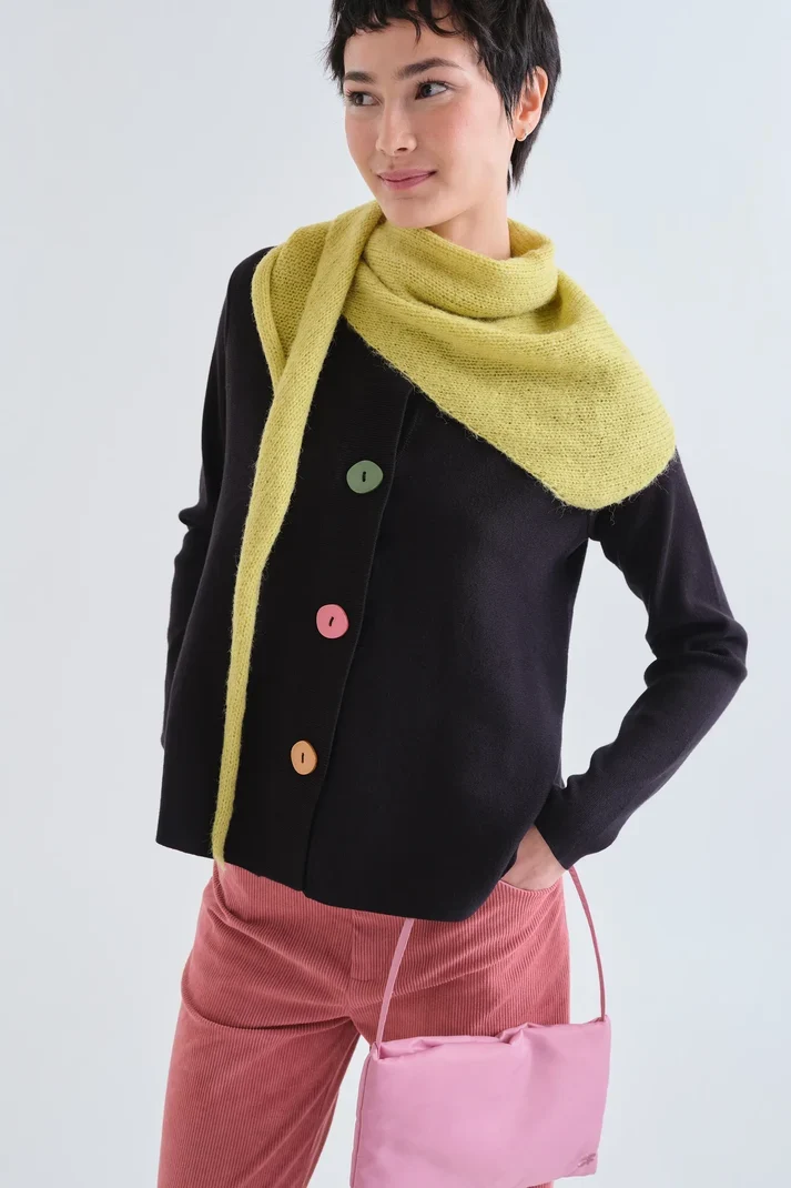 Cárdigan negro con botones grandes multicolor Compañía Fantástica - Imagen 2