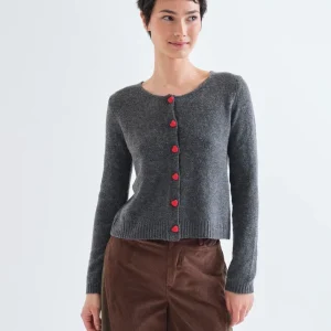 Cárdigan gris oscuro con botones en rojo Compañía Fantástica
