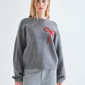 Jersey punto gris con detalle lazo rojo Compañía Fantástica