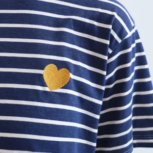 Camiseta 100% algodón con estampado a rayas azul marino Compañía Fantástica