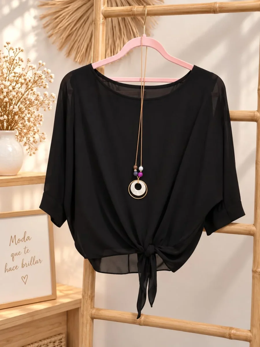 blusa fluida detalle colgante - Imagen 6