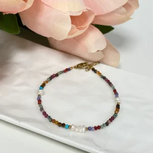 Pulsera cadena piedras multicolor