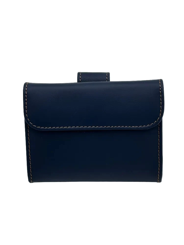 Billetero de Piel Vacuno Monedero Clic Amichi Lienzo Azul 12x9cm - Imagen 3