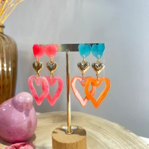 Pendientes Silueta Corazón Triple