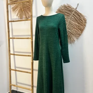 Vestido midi punto canalé verde CF