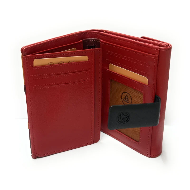 Billetero de Piel Pequeño (12 X 9cm) monedero de clic Lugupell Prisma color Rojo - Imagen 3