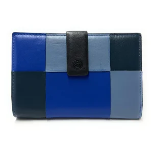 Billetero de Piel Mediano (15.5 X 10cm) monedero de clic Lugupell Pixel Azul