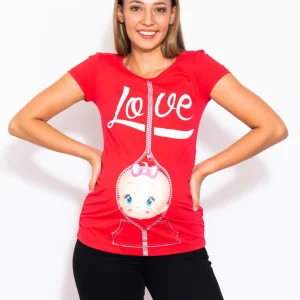 Playera para embarazo MAMA MIA Maternity con Estampado de cierre y bebé al frente