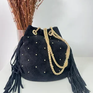Bolso piel flecos tachuelitas