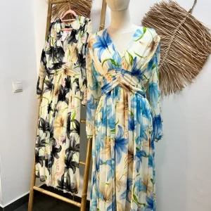 Vestidos Flores Fruncido