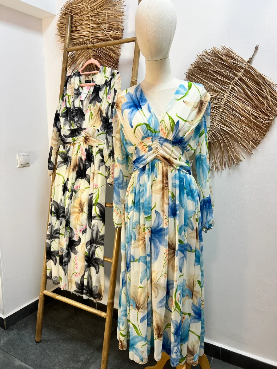 Vestidos Flores Fruncido - Imagen 2