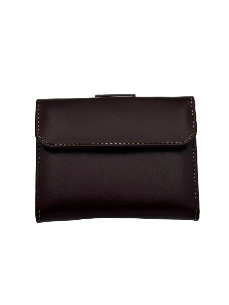 Billetero de Piel Vacuno Monedero Clic Amichi Lineas Burdeos 11x8,5cm - Imagen 4