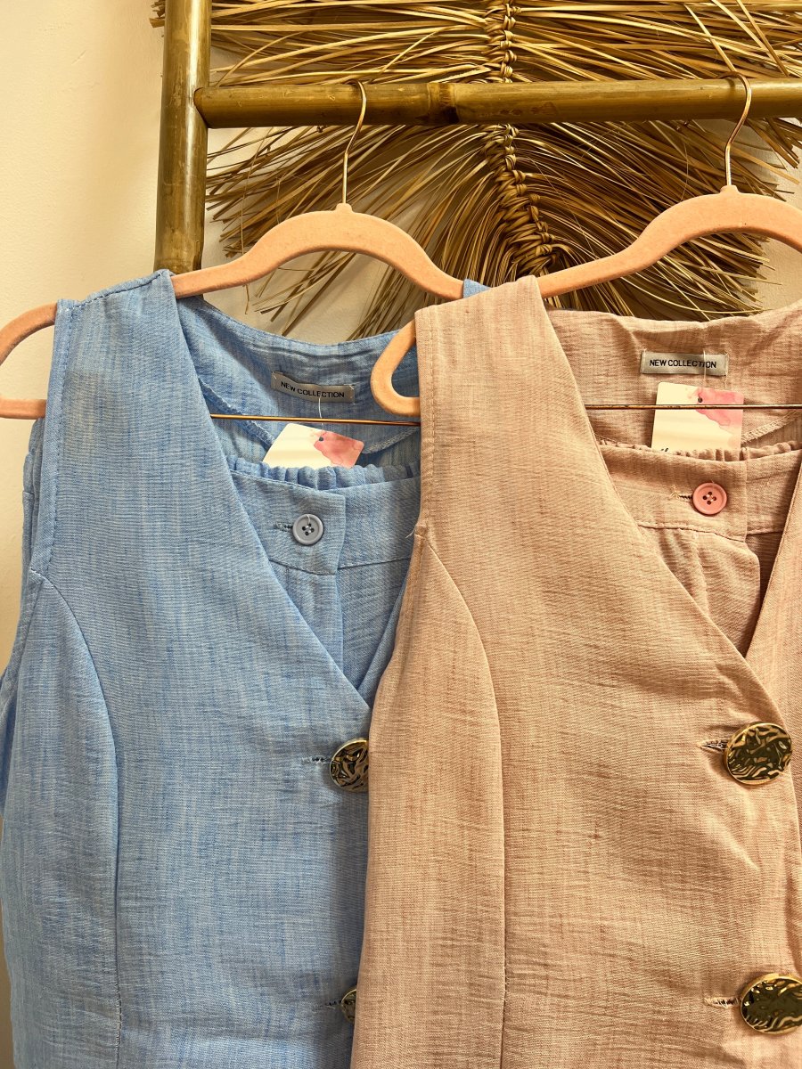 Conjunto lino botones dorados - Imagen 3