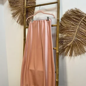Falda satén rosa palo
