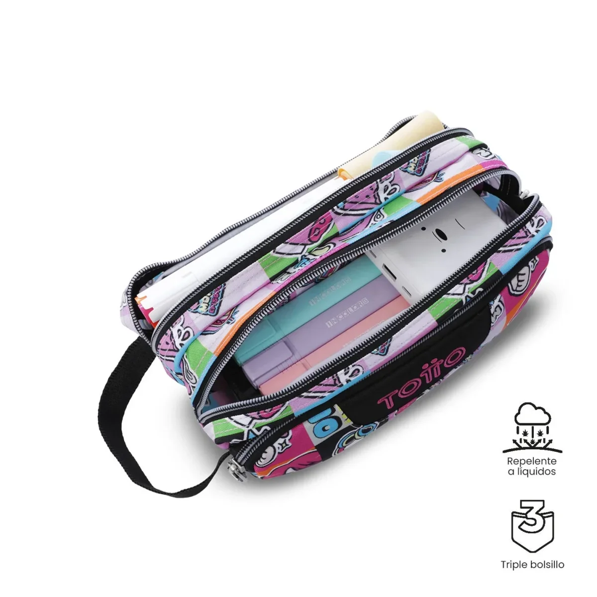Estuche escolar eco-friendly tres compartimentos Totto Agapec | K-Pop - Imagen 4
